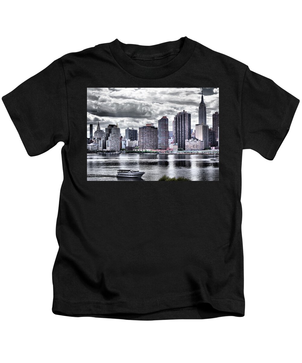 River Kids T-Shirt featuring the photograph New York City East River View by Russel Considine