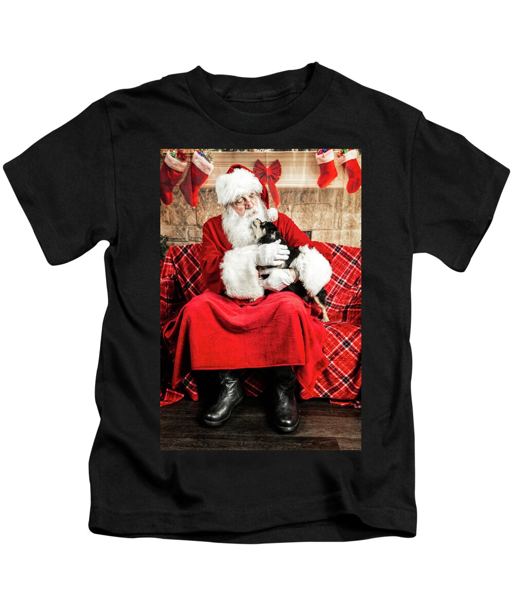 Newt Kids T-Shirt featuring the photograph Newt with Santa 1 by Christopher Holmes