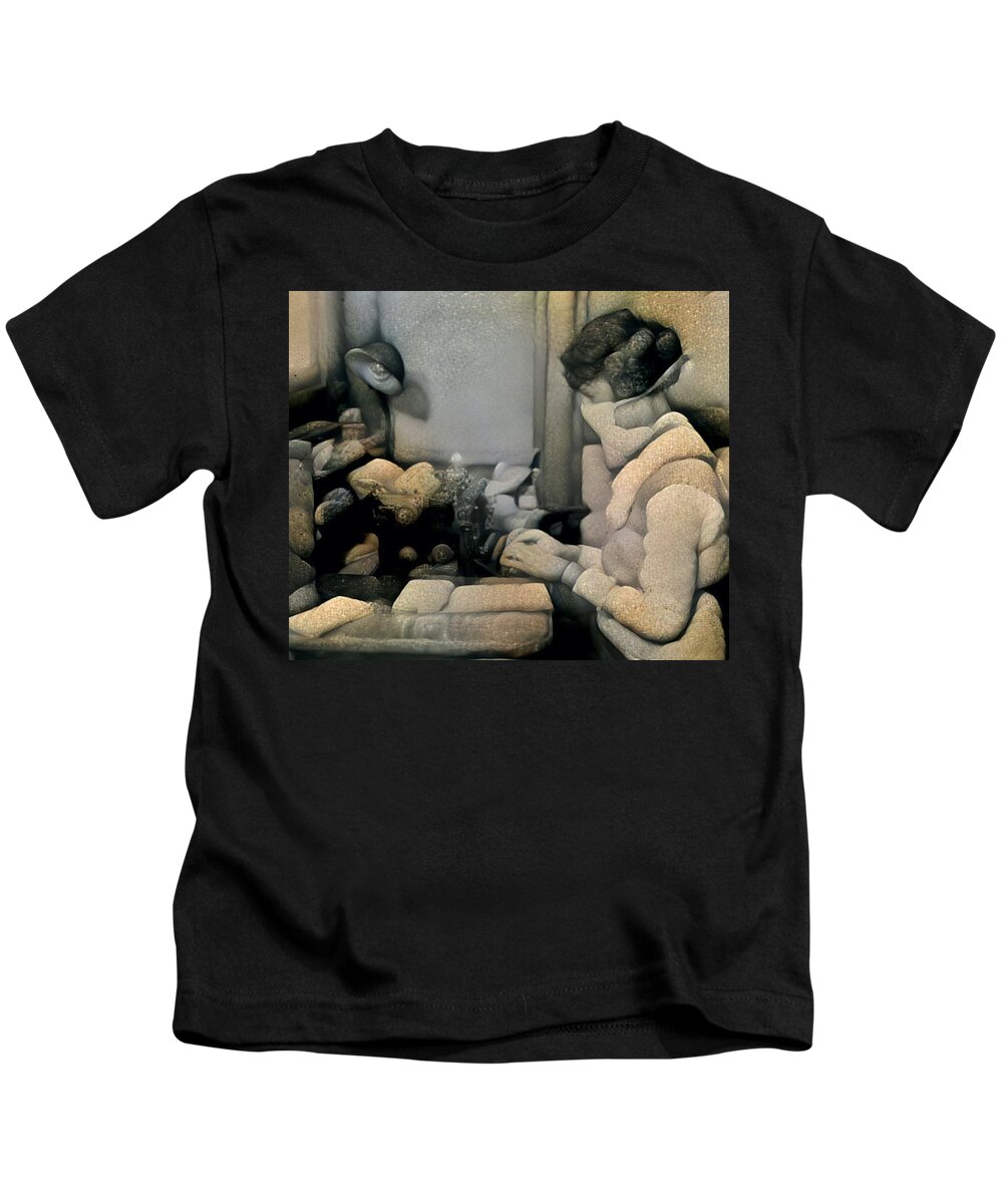 Work Kids T-Shirt featuring the digital art Nose to the Grindstone by Matthew Lazure