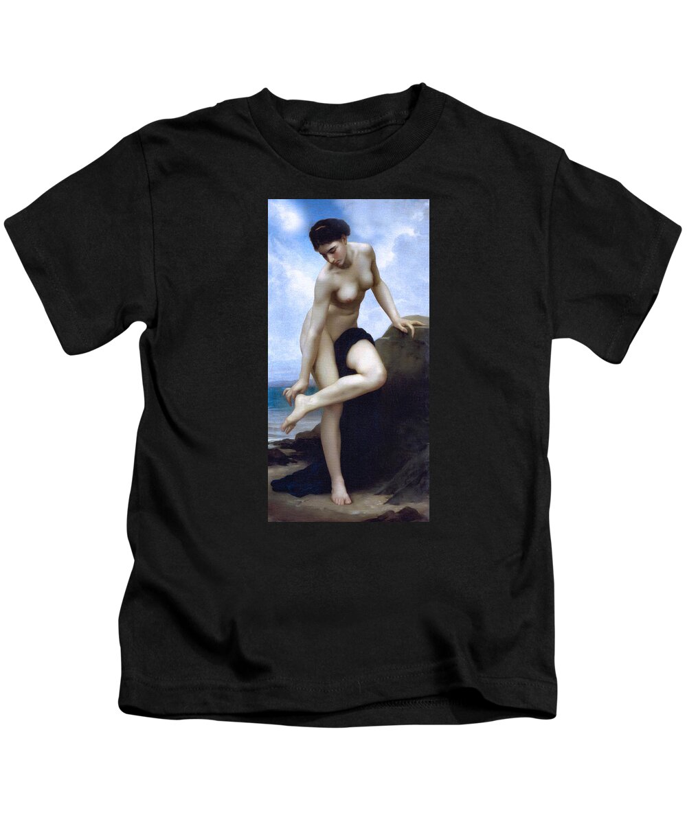 Nude By The Sea Kids T-Shirt featuring the painting Nude By The Sea by Georgiana Romanovna