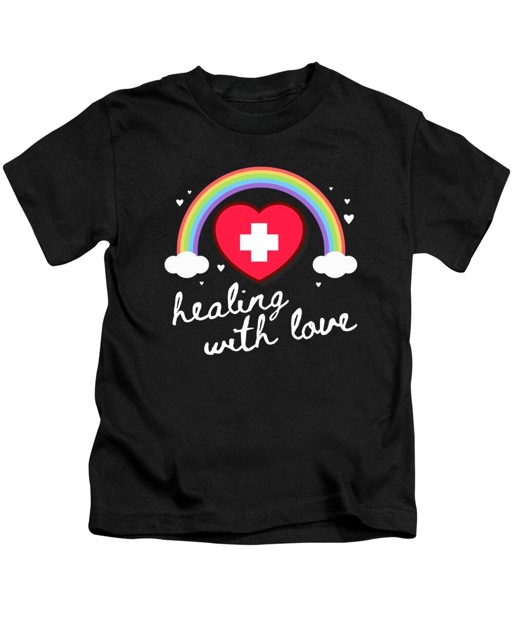 Funny Kids T-Shirt featuring the digital art Nurse Healing With Love by Flippin Sweet Gear