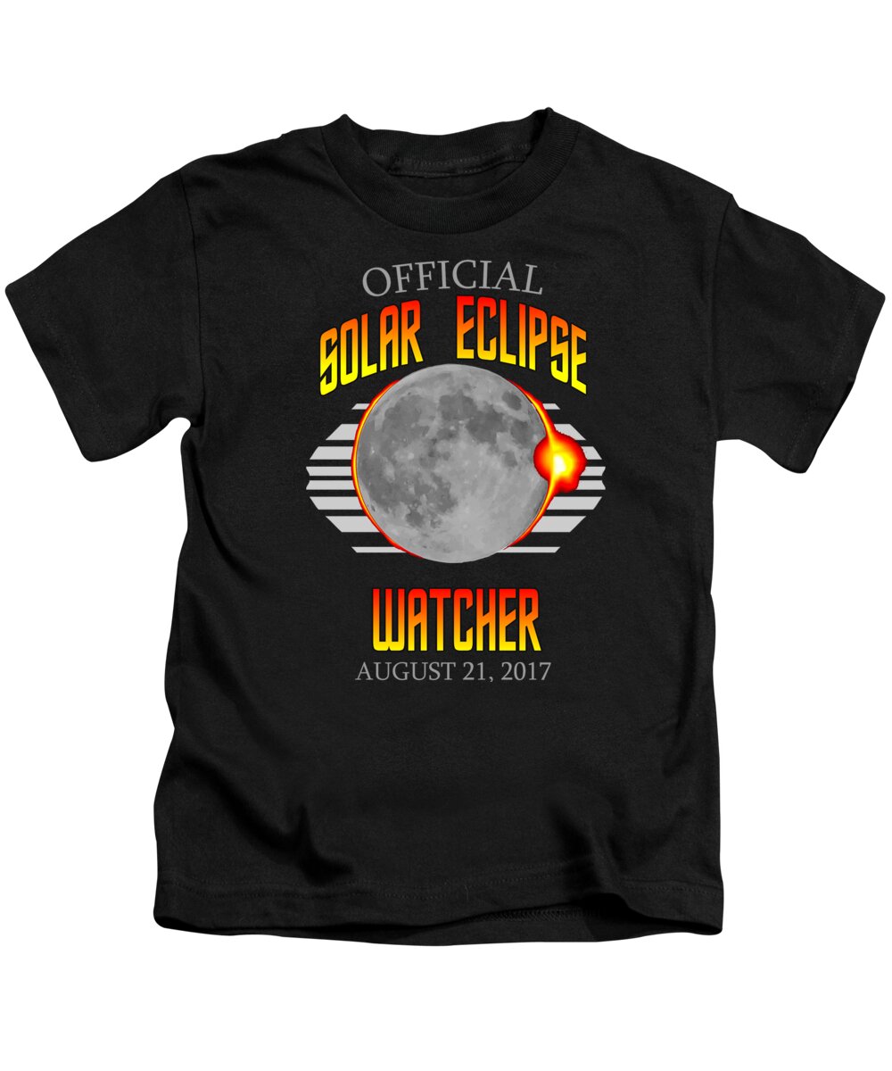 Funny Kids T-Shirt featuring the digital art Official Solar Eclipse Watcher by Flippin Sweet Gear