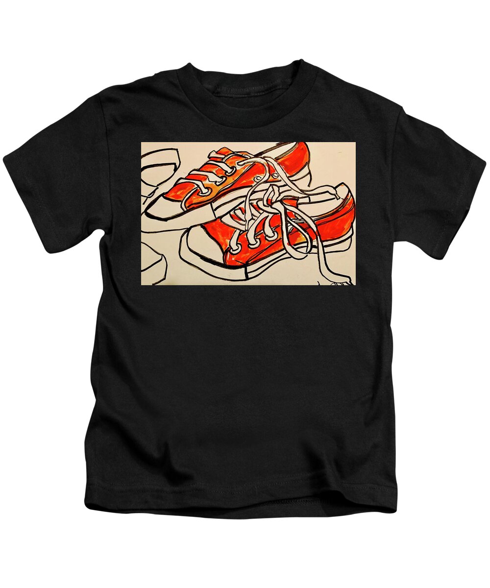  Kids T-Shirt featuring the painting Orange by Angie ONeal