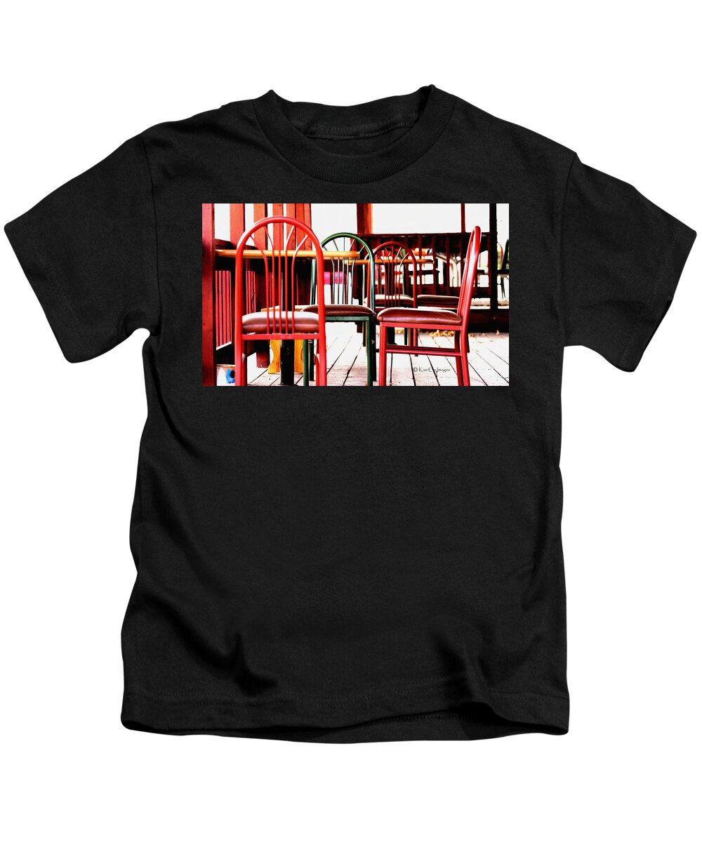 Chairs Kids T-Shirt featuring the photograph Outdoor Restaurant Seating by Kae Cheatham