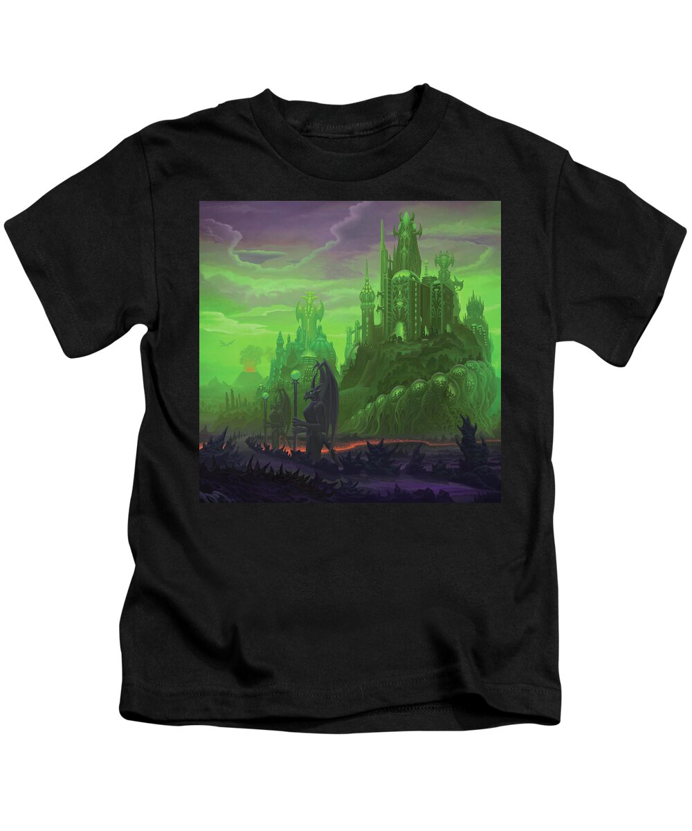 Demon Kids T-Shirt featuring the painting Realm of the Demon King by Mark Cooper