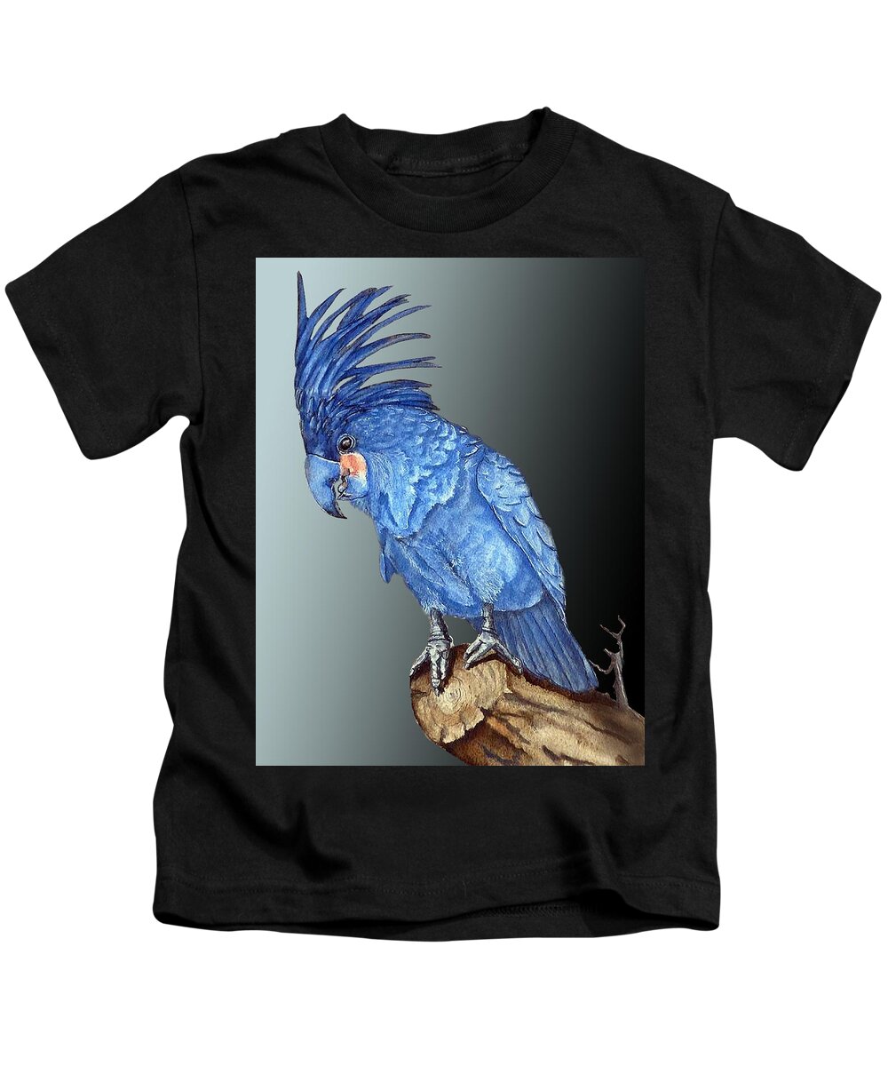 Palm Cockatoo Kids T-Shirt featuring the painting Palm Cockatoo by Kelly Mills