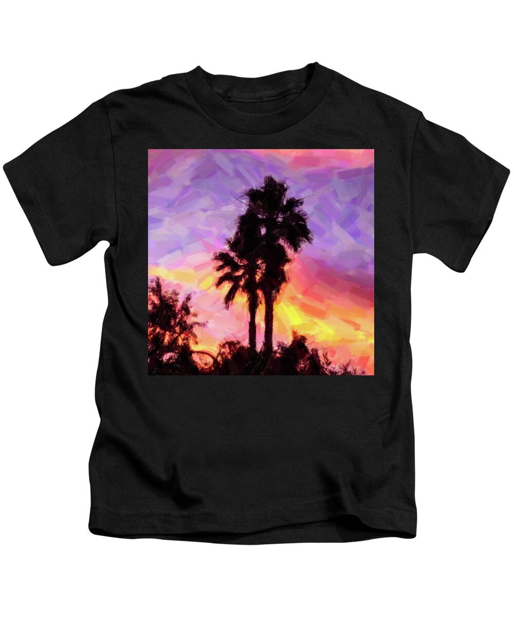 Palm Kids T-Shirt featuring the painting Palms by Darrell Foster