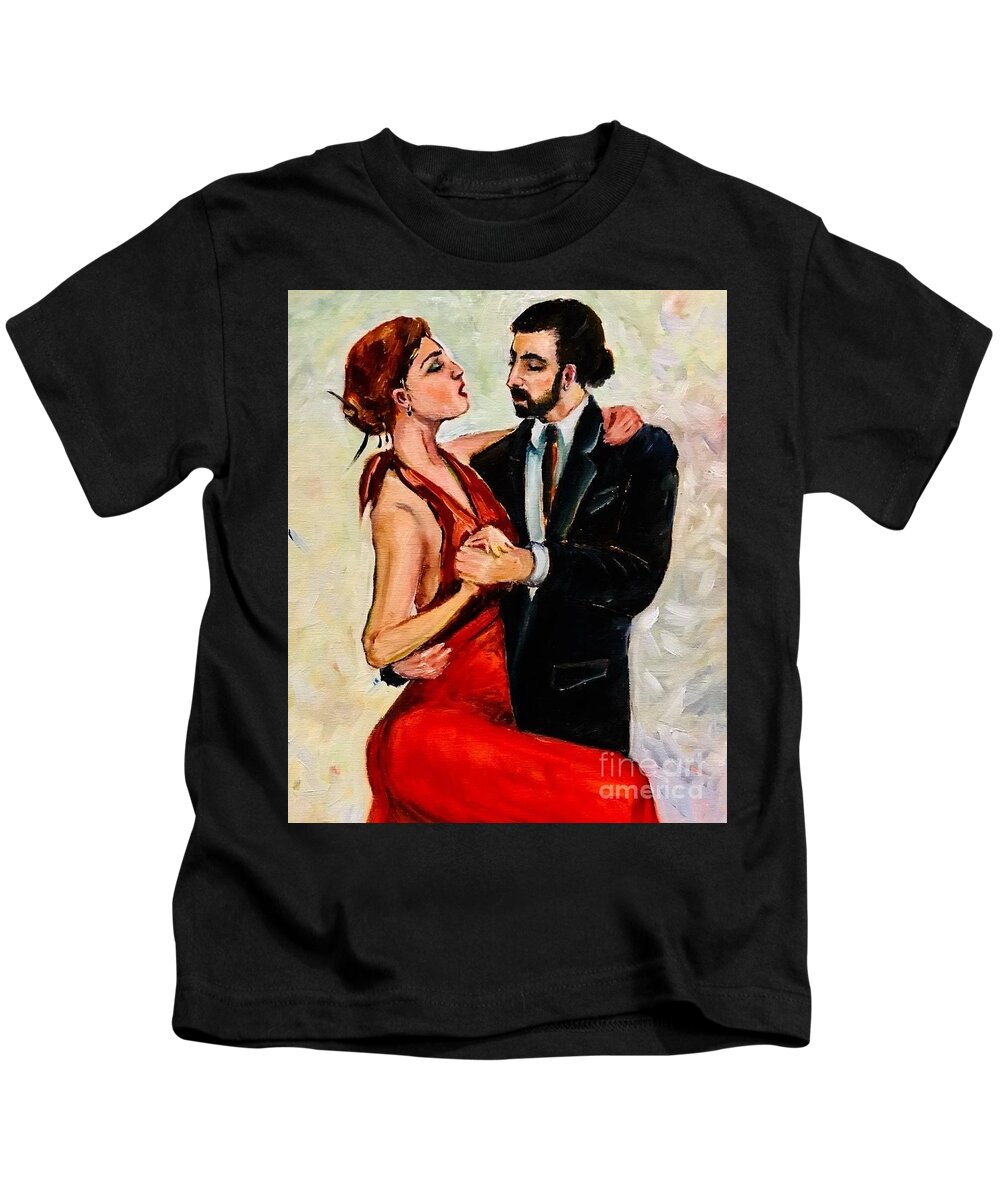 Tango Kids T-Shirt featuring the painting Passionate tango by Lana Sylber