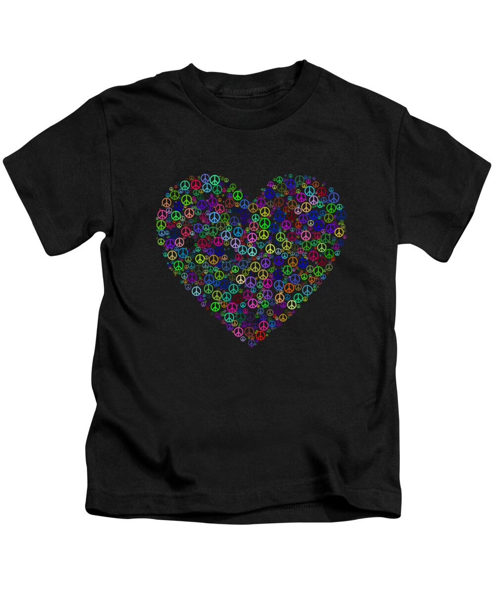 Cool Kids T-Shirt featuring the digital art Peace And Love Peace Sign Heart by Flippin Sweet Gear