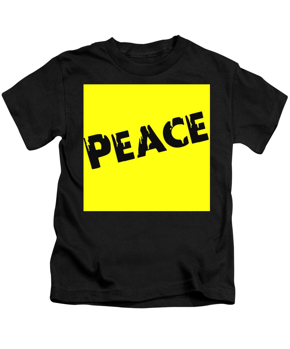  Kids T-Shirt featuring the digital art Peace - Yellow by Tony Camm