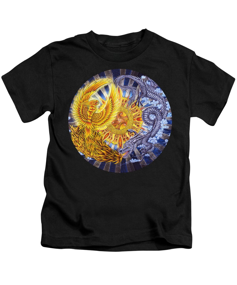 Chinese Dragon Kids T-Shirt featuring the pastel Phoenix and Dragon by Rebecca Wang
