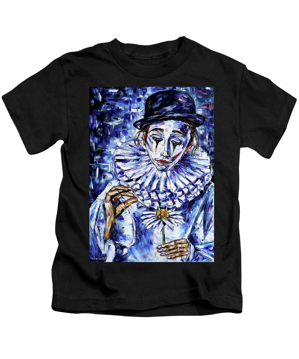 Pierrot Kids T-Shirt featuring the painting Pierrette by Mirek Kuzniar