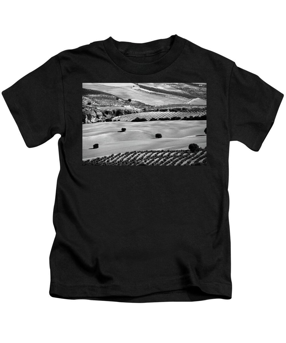 Alhama De Granada Kids T-Shirt featuring the photograph Pin cushion landscape by Gary Browne