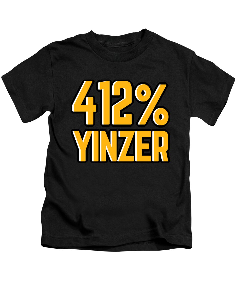 Pittsburgh Kids T-Shirt featuring the digital art Pittsburgh 412 Percent Yinzer by Aaron Geraud