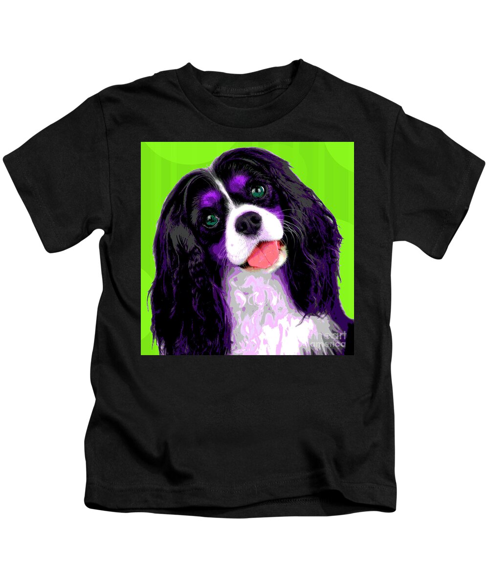 Dogs Kids T-Shirt featuring the photograph PopART King Charles Caviler by Renee Spade Photography