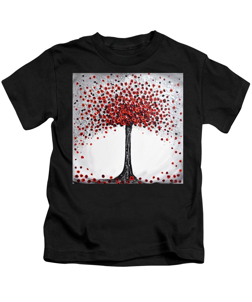 Red Poppies Kids T-Shirt featuring the painting Poppy Tree by Amanda Dagg