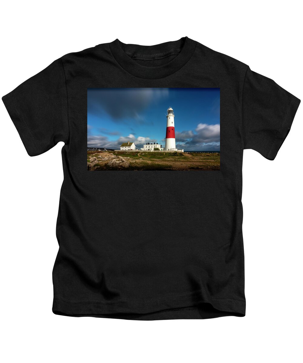 Light Kids T-Shirt featuring the photograph Portland Bill - Lighthouse by Chris Boulton