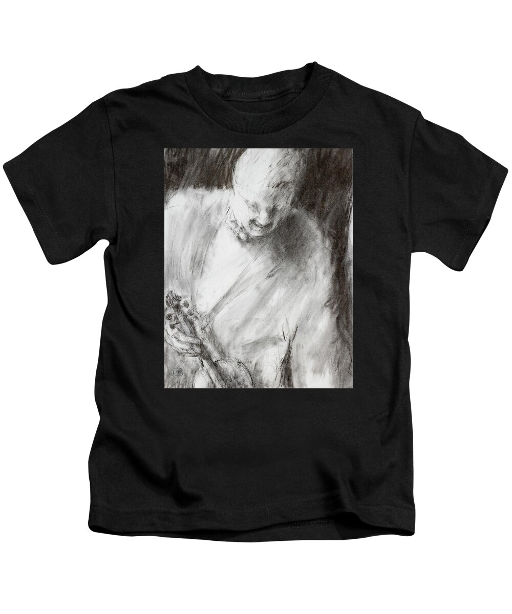 Detroit Symphony Orchestra Kids T-Shirt featuring the drawing Preparing for a concert at the DSO by Lisa Tennant
