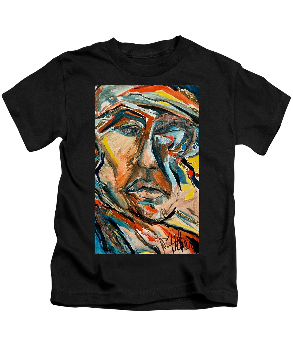 Portrait Kids T-Shirt featuring the painting Push by Dawn Caravetta Fisher
