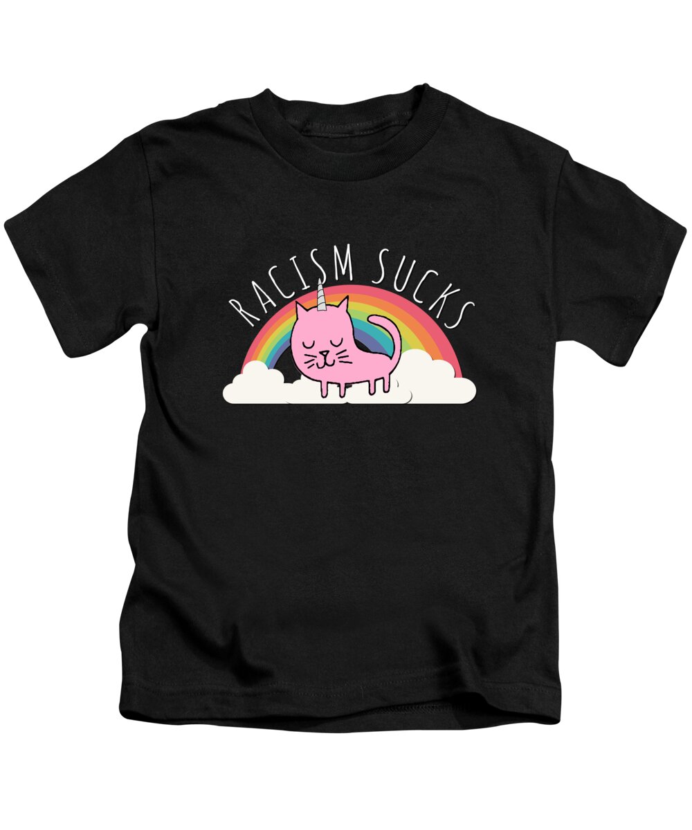 Woke Kids T-Shirt featuring the digital art Racism Sucks Make Racism Wrong Again by Flippin Sweet Gear