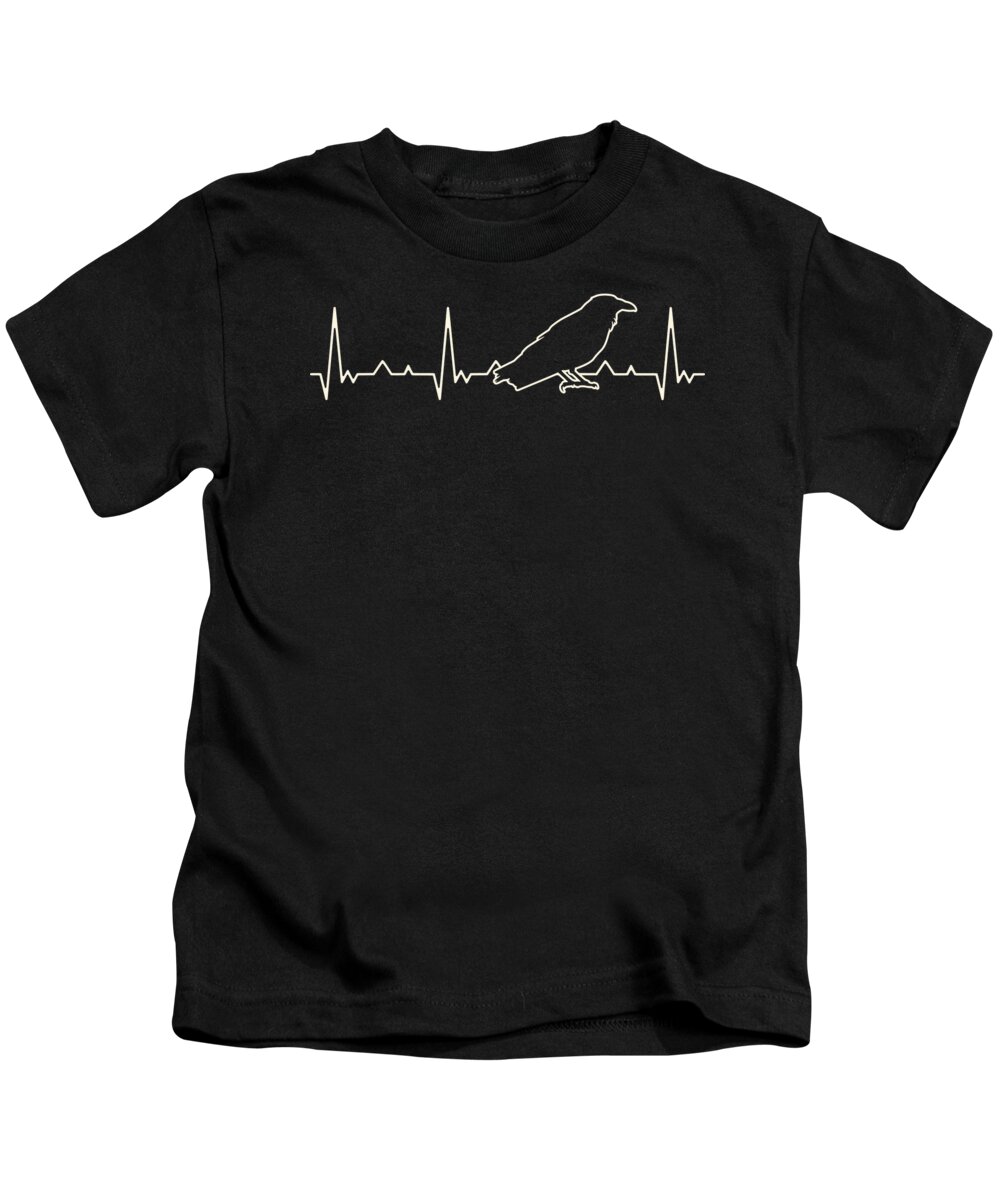 Raven Kids T-Shirt featuring the digital art Raven EKG Heart Beat by Megan Miller