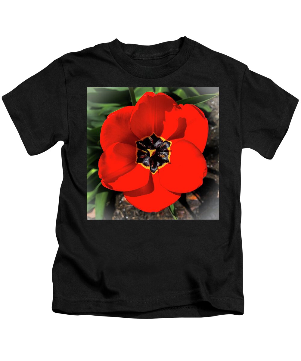 Floral Kids T-Shirt featuring the photograph Red Tulip by Jim Feldman