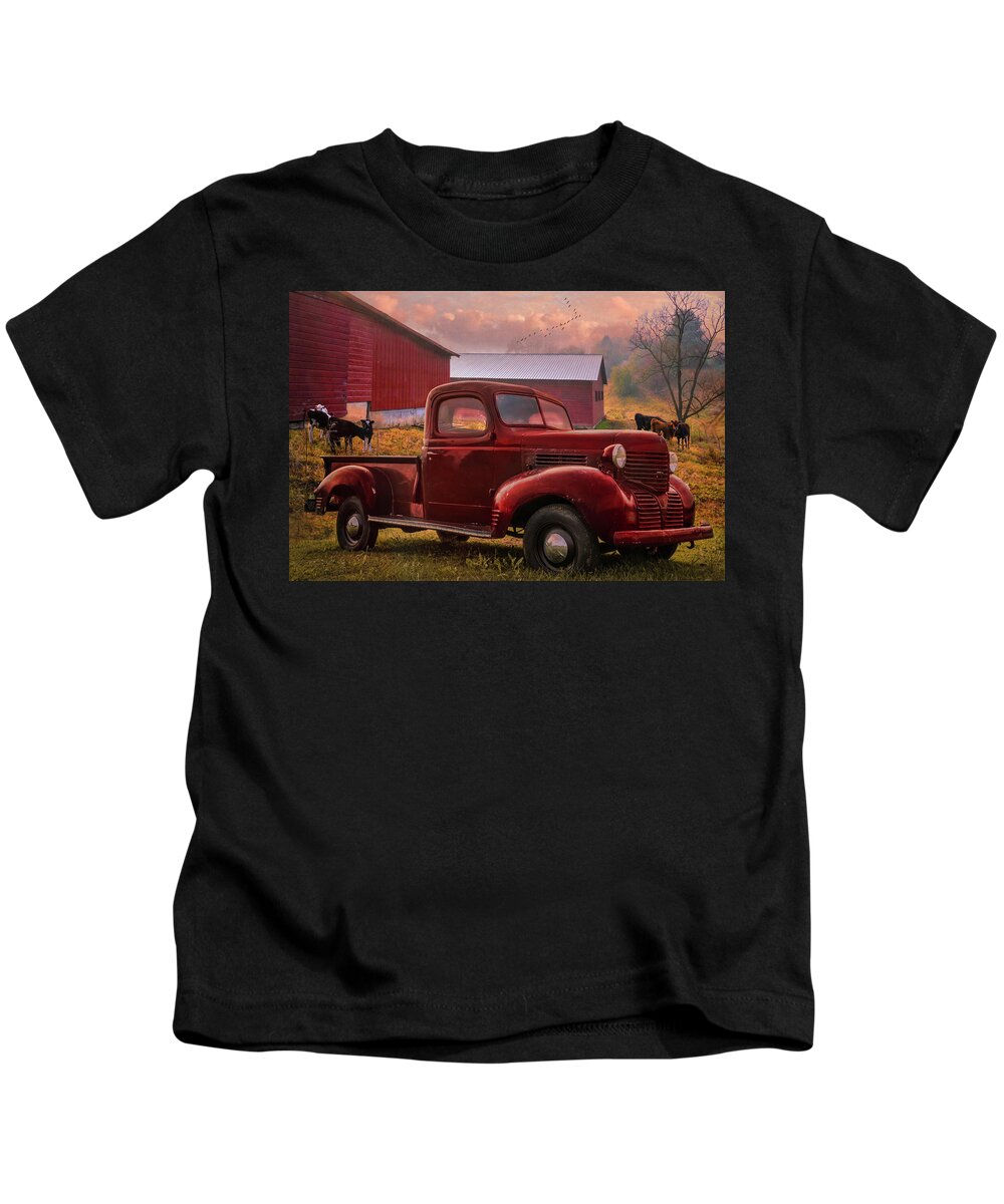 1937 Kids T-Shirt featuring the photograph Reds at Sunrise by Debra and Dave Vanderlaan
