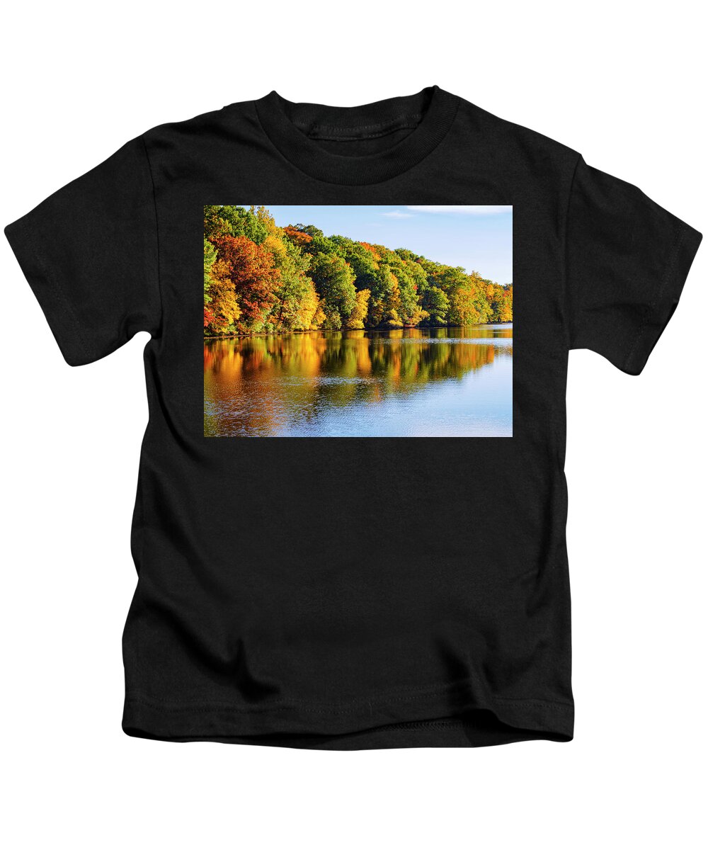 Fall Kids T-Shirt featuring the photograph Reflecting on Fall by Marianne Campolongo