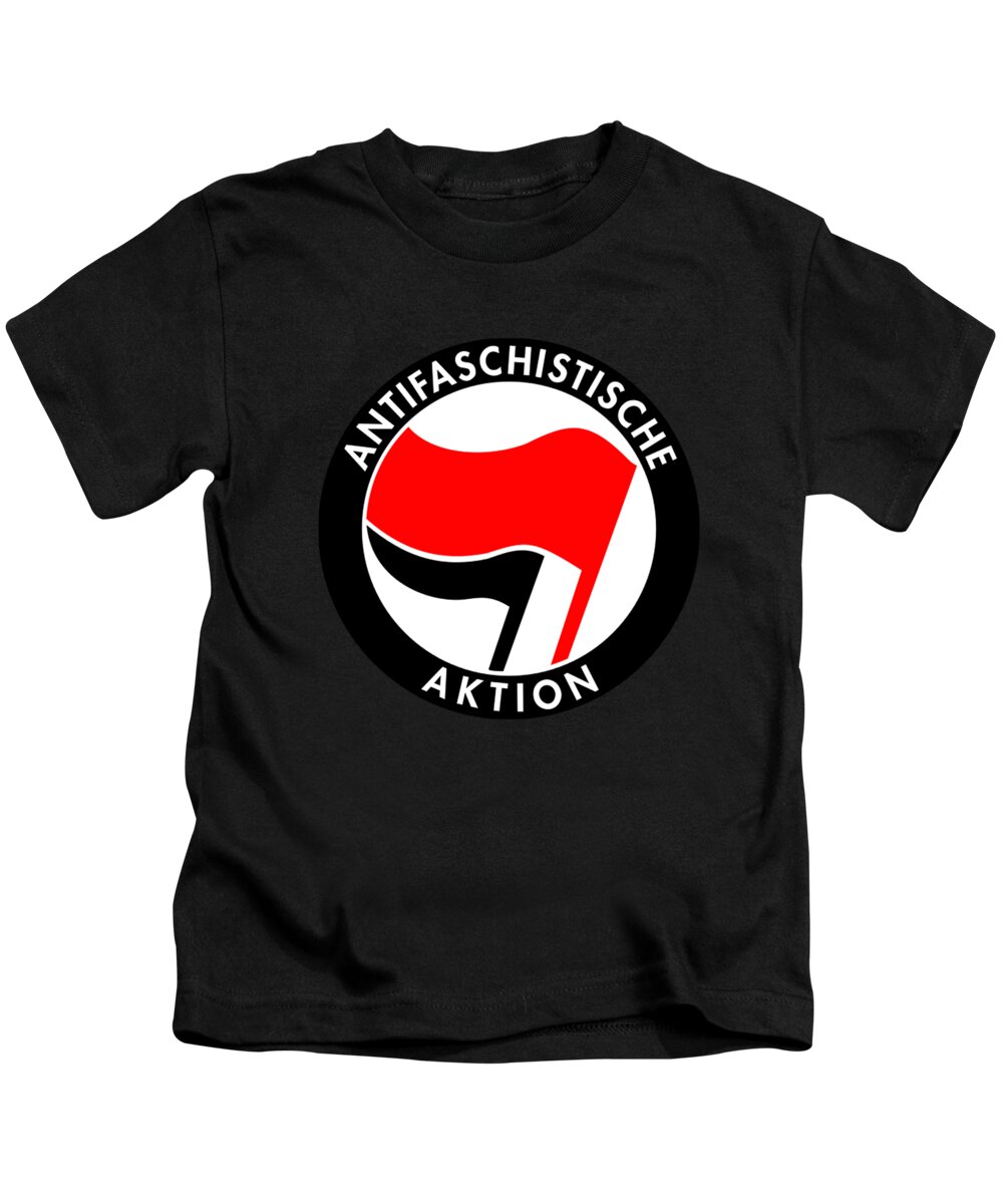Funny Kids T-Shirt featuring the digital art Retro Germany Antifaschistische Aktion Anti-Fascist by Flippin Sweet Gear