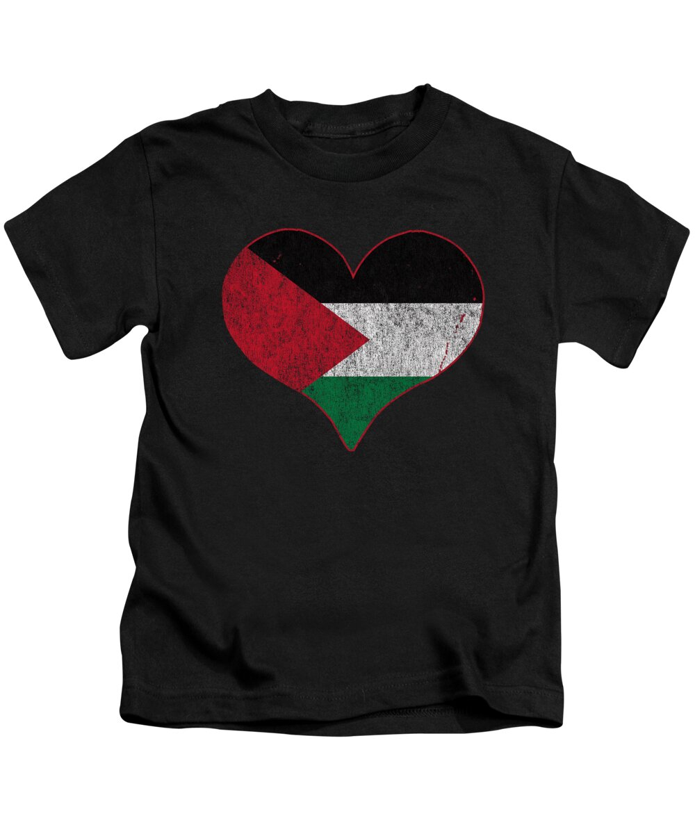 Palestine Kids T-Shirt featuring the digital art Retro Palestine Flag Heart by Flippin Sweet Gear