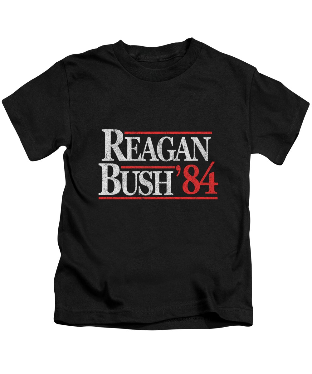 Funny Kids T-Shirt featuring the digital art Retro Reagan Bush 1984 by Flippin Sweet Gear