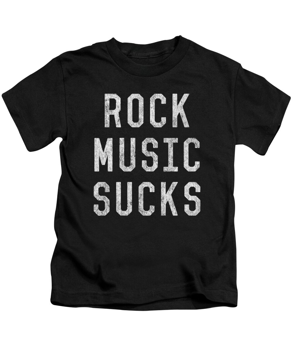 Funny Kids T-Shirt featuring the digital art Retro Rock Music Sucks by Flippin Sweet Gear
