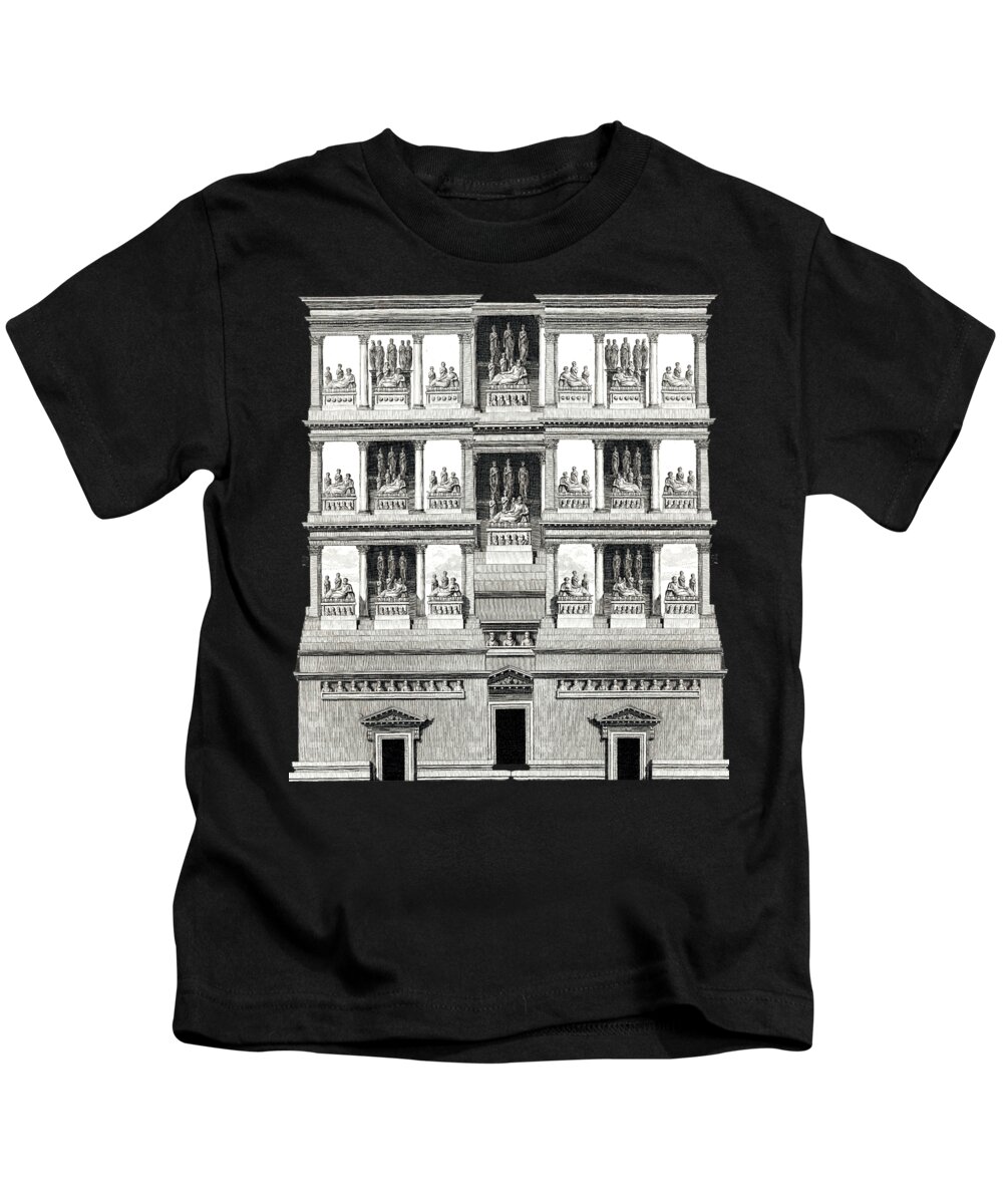 Rome Kids T-Shirt featuring the digital art Roman and family habitat tower by Lotus Leafal