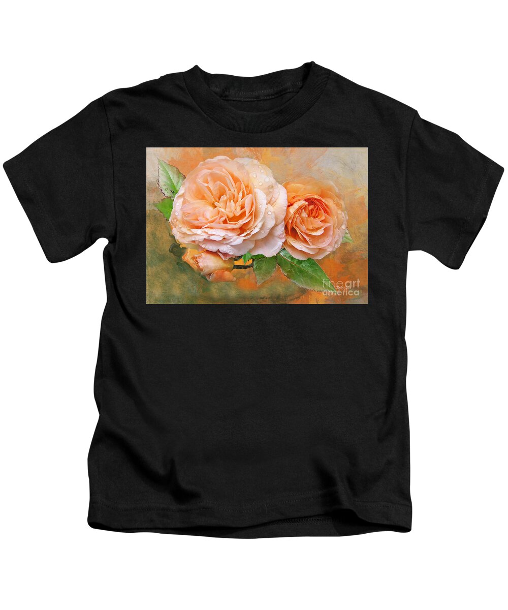 Roses Kids T-Shirt featuring the mixed media Rose Delight by Morag Bates