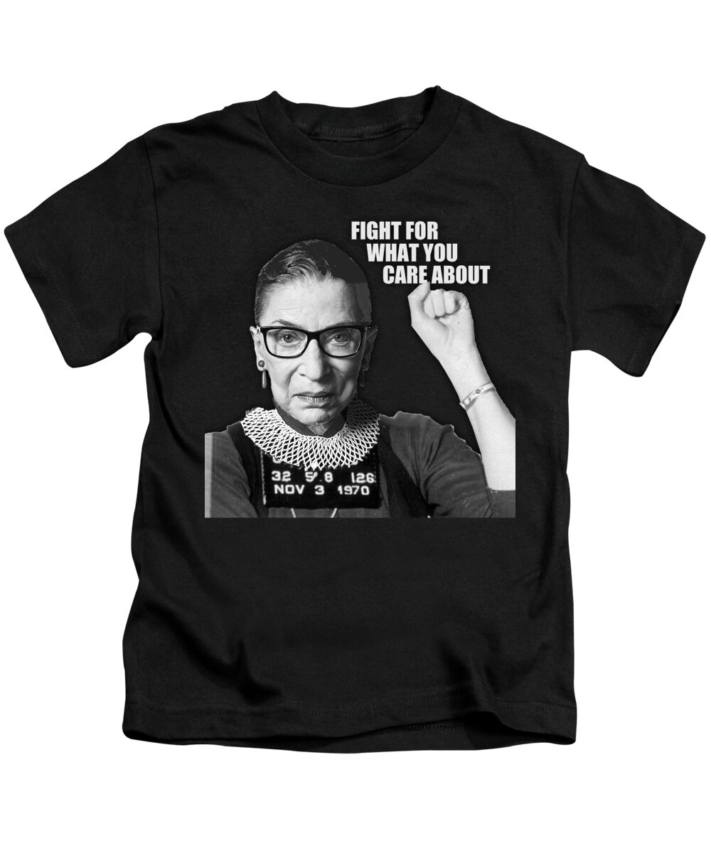 Reproductive Kids T-Shirt featuring the painting Ruth Bader Ginsburg RBG Pro Choice My Body My Choice Feminist Mugshot Mug Shot Fight by Tony Rubino