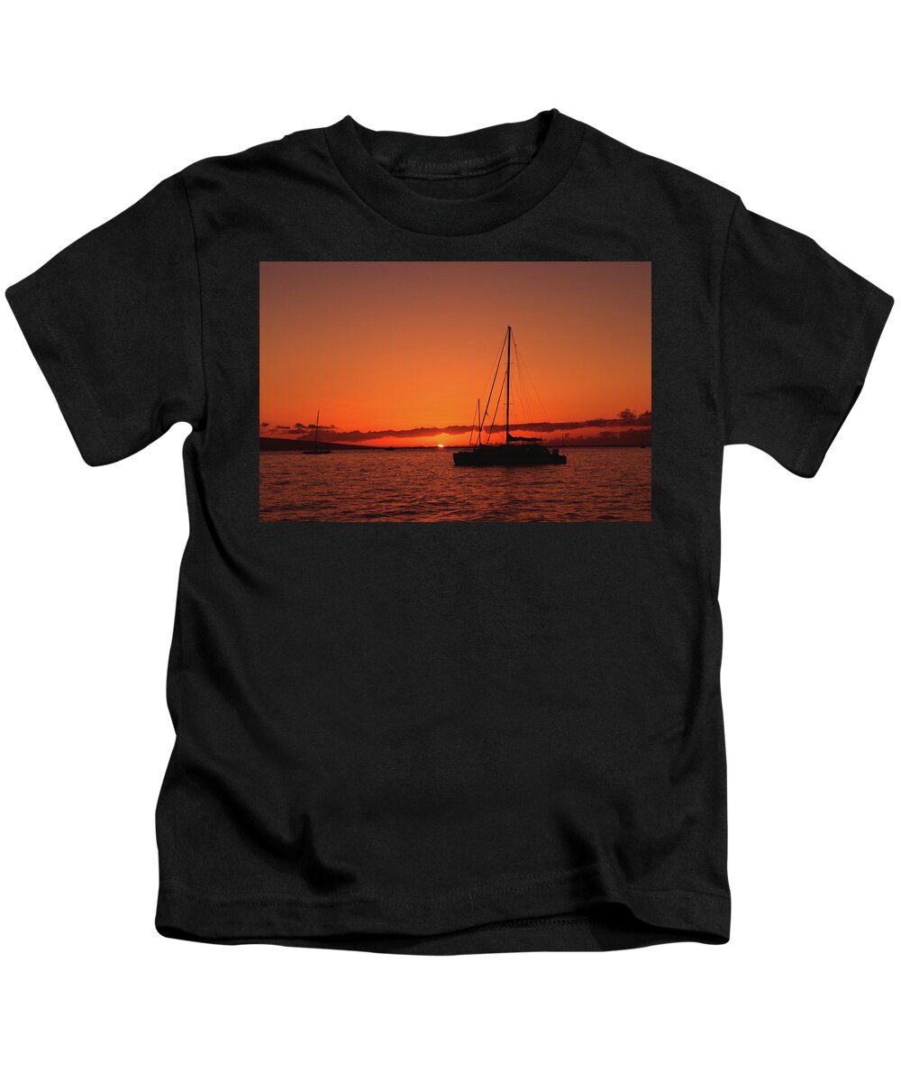 Sunset Kids T-Shirt featuring the photograph Sailing into the Sunset by Alina Oswald