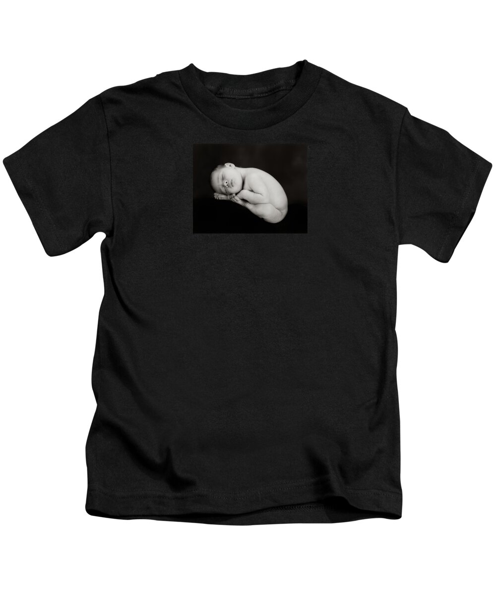 Black & White Kids T-Shirt featuring the photograph Sam Sleeping by Anne Geddes