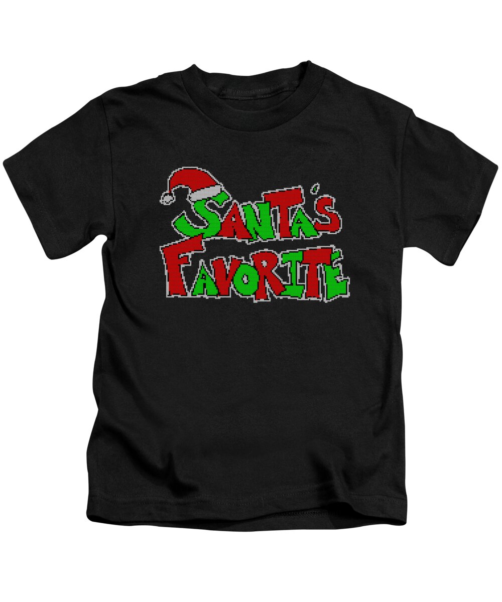 Christmas 2023 Kids T-Shirt featuring the digital art Santas Favorite Ugly Christmas Sweater by Flippin Sweet Gear