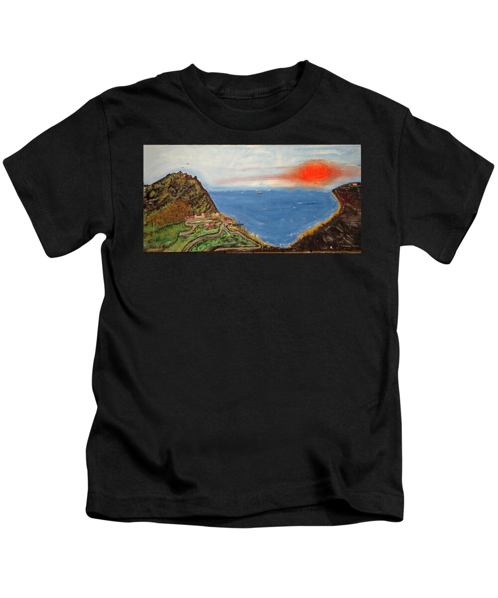  Kids T-Shirt featuring the painting Santorini by David McCready