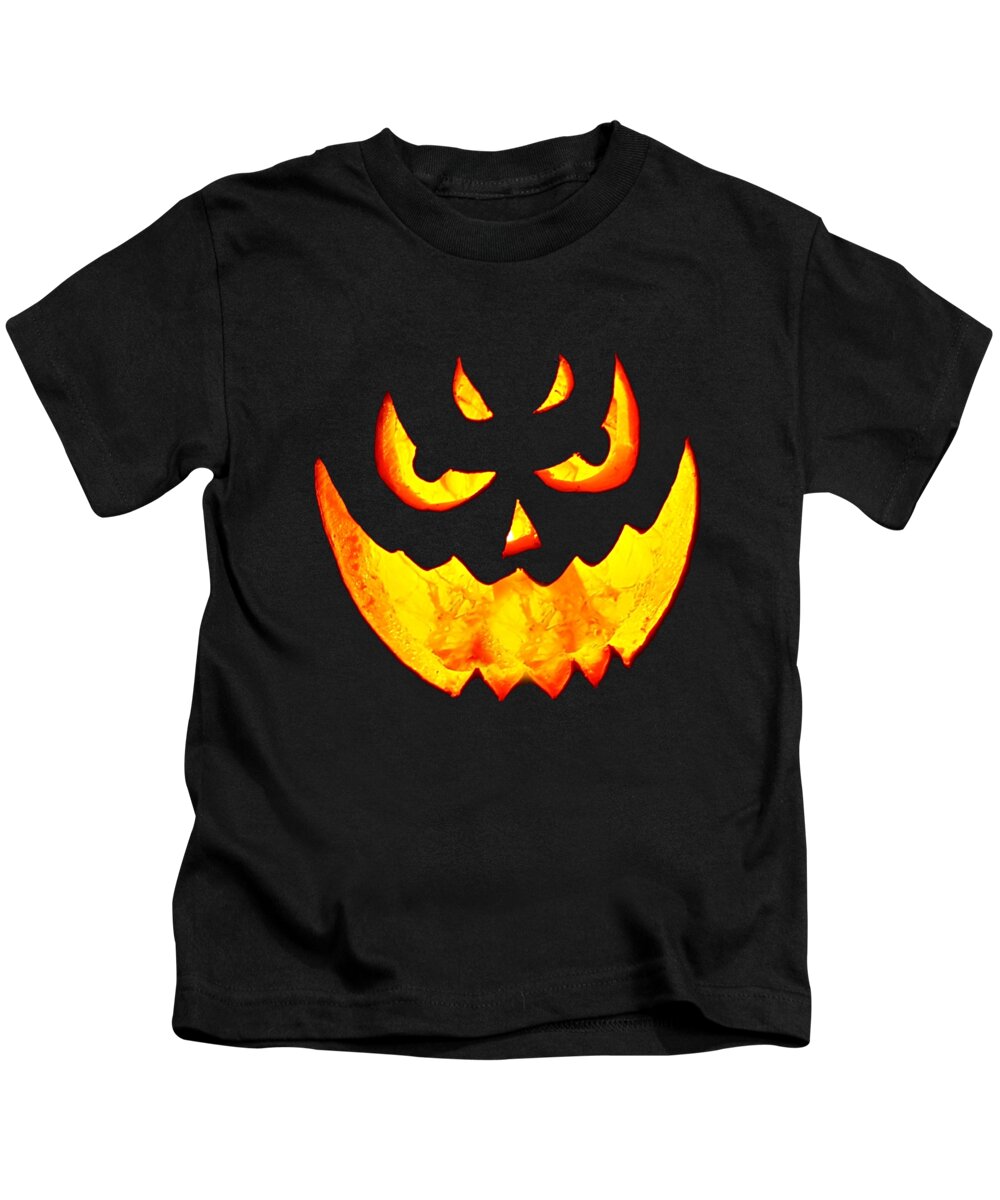 Jack O Lantern Kids T-Shirt featuring the digital art Scary Glowing Pumpkin Halloween Costume by Flippin Sweet Gear