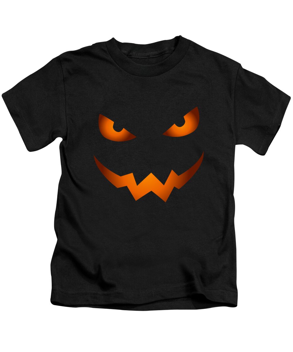 Scary Pumpkin Kids T-Shirt featuring the digital art Scary Jack O Lantern Pumpkin Face Halloween Costume by Flippin Sweet Gear
