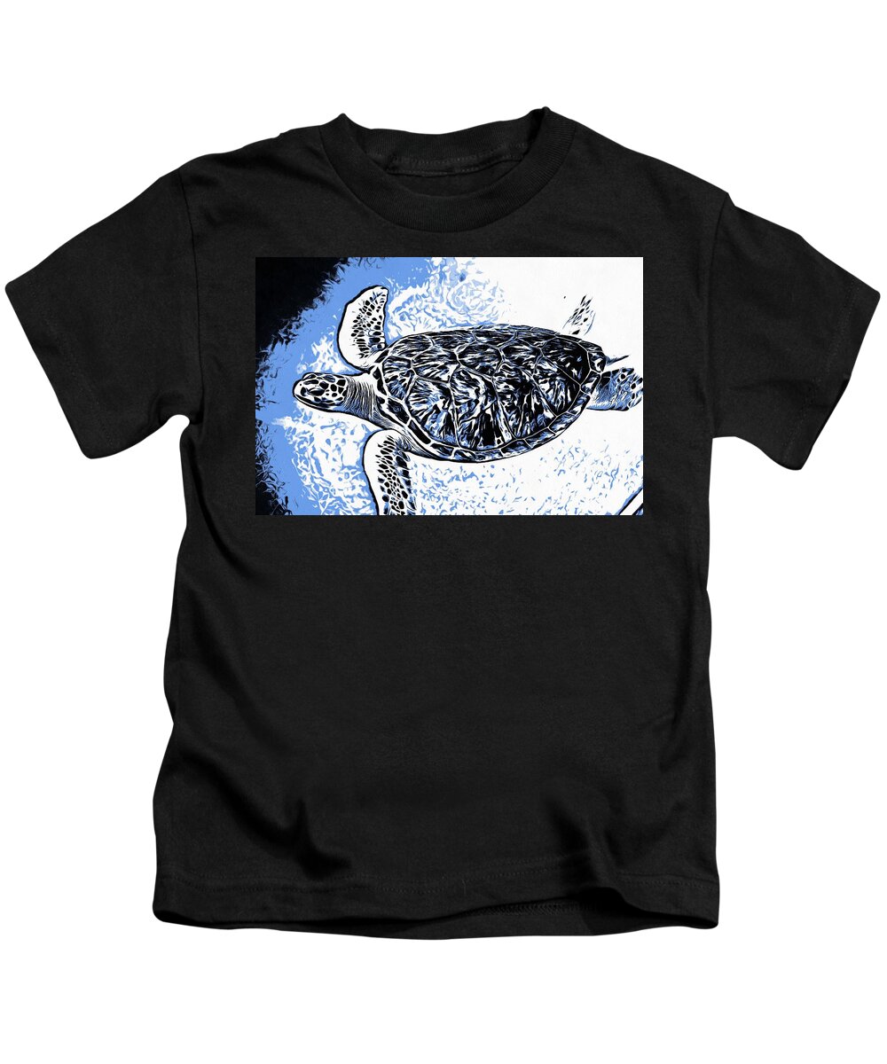 Sea Turtle Kids T-Shirt featuring the photograph Sea Turtle Mirage by John Handfield