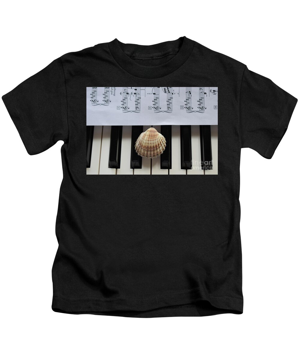 Music Kids T-Shirt featuring the photograph Seashell Dream On The Piano 2 by Leonida Arte
