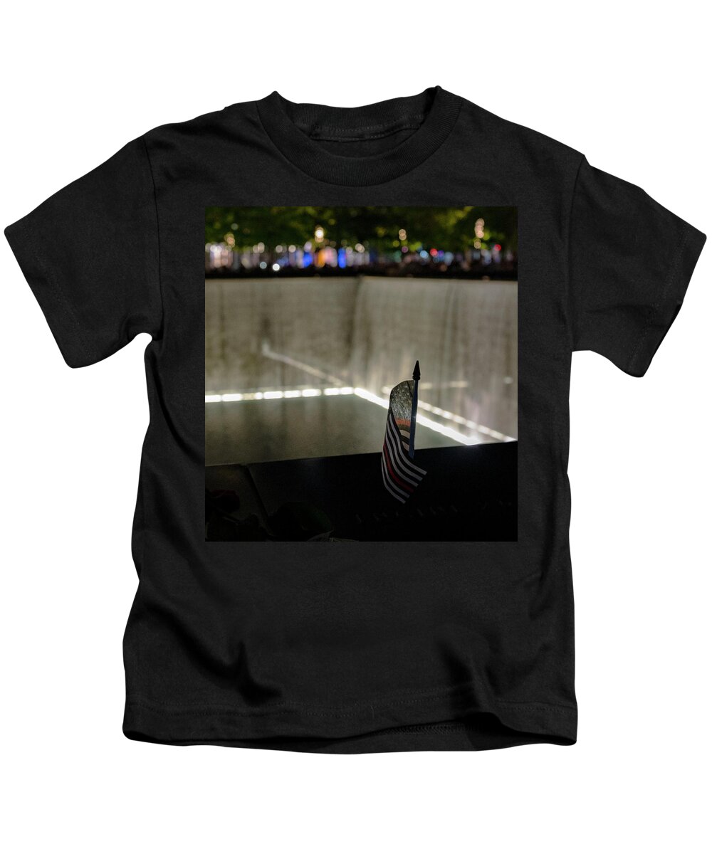 9/11 Memorial Kids T-Shirt featuring the photograph September 11 Memorial Details by Alina Oswald