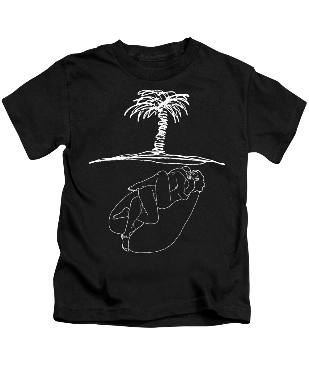 Sex On The Beach Sensual Attractive Couple Having Sex Naked Couple One Line Art Sex Scene Drawing 3 Kids T-Shirt by Mounir Khalfouf