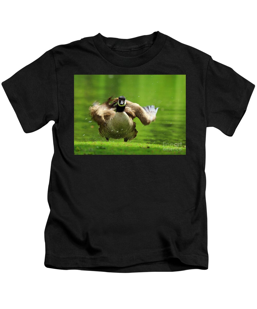Canada Goose Kids T-Shirt featuring the photograph Shake It Off by Kimberly Furey
