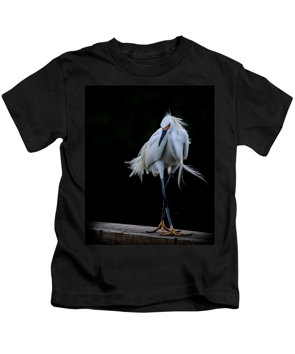 Bird Kids T-Shirt featuring the photograph Shall We Dance by Shara Abel