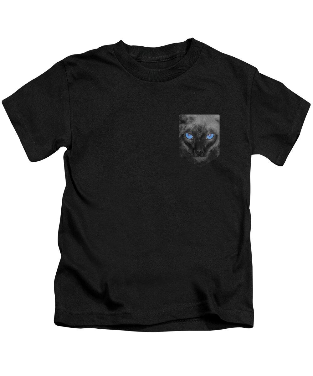 Funny Kids T-Shirt featuring the digital art Siamese Cat Pocket Shirt by Flippin Sweet Gear
