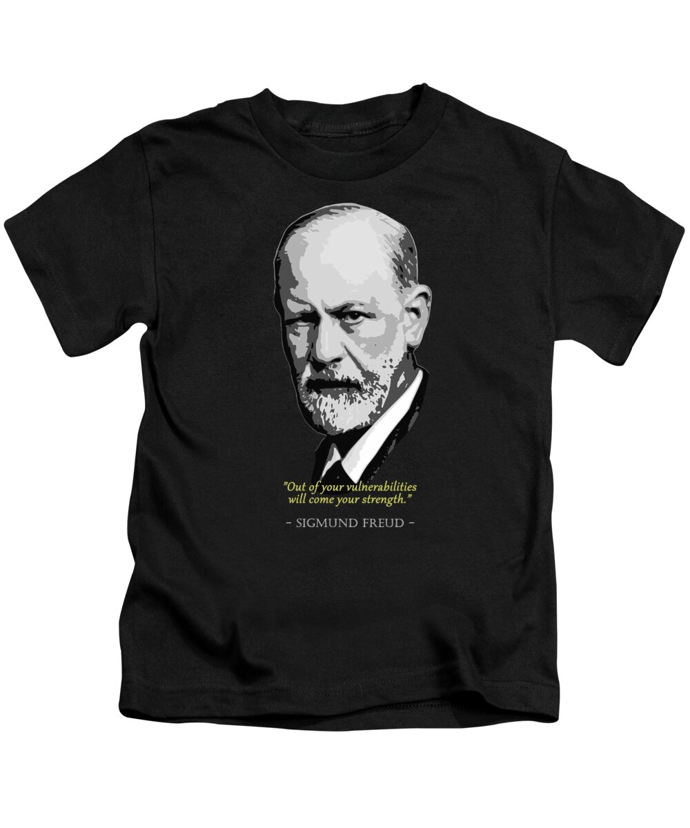Sigmund Kids T-Shirt featuring the digital art Sigmund Freud Quote by Megan Miller