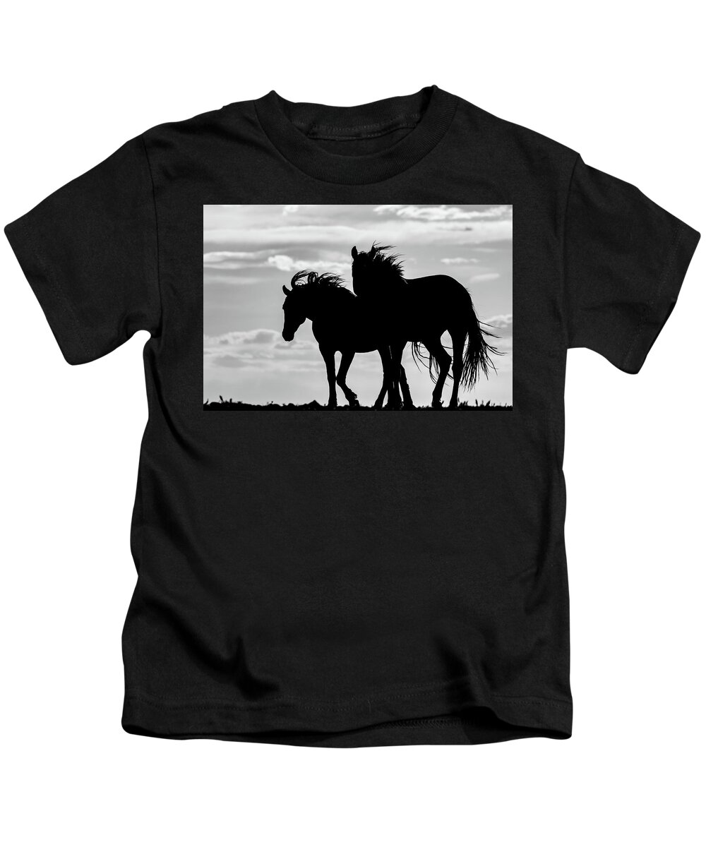Wild Horses Kids T-Shirt featuring the photograph Silhouette by Mary Hone